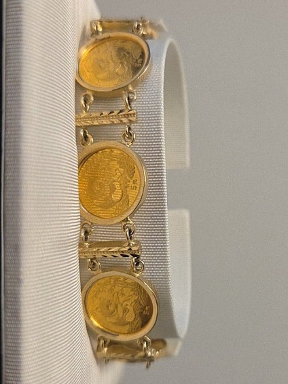 1994 CHINA CHINESE PANDA 1/20 OZ YAUN COIN BRACELET SET IN 14KY GOLD 7 COINS - Picture 16 of 16